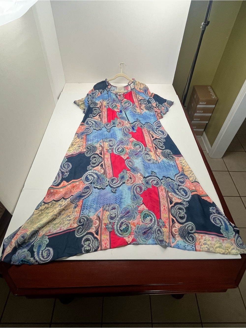 Johnny Was Jade Cordelia Easy Midi Dress Boho Paisley Multicolor Large FLAW - Picture 9 of 12